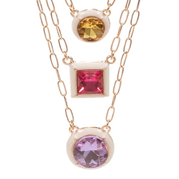 Multi Color Glass Stone Necklace - Picture 2 of 2